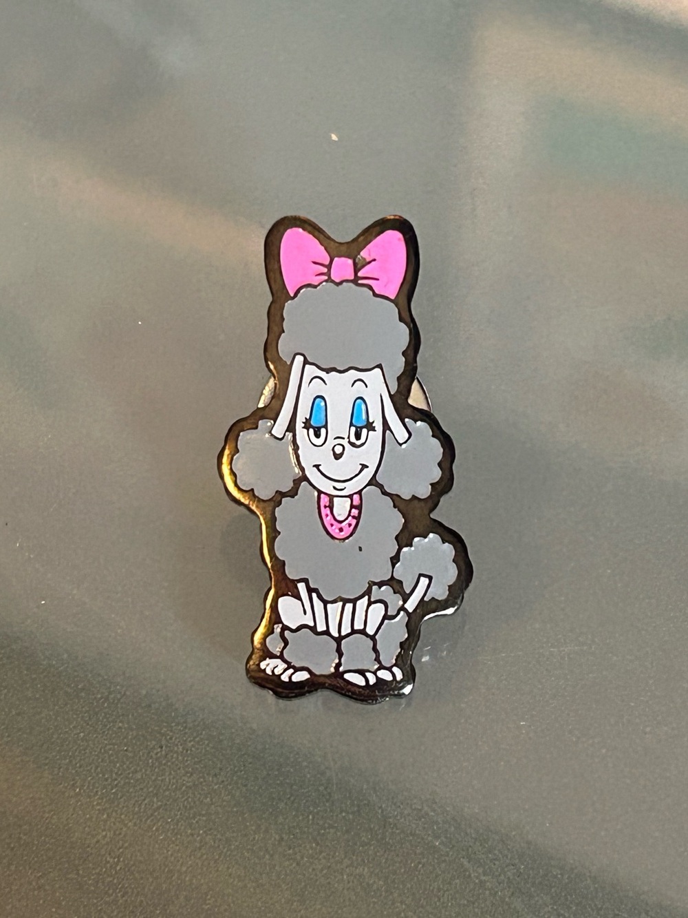 Pink Bow Grey Poodle Enamel Pin - GiGi the French Poodle - Paris Las Vegas